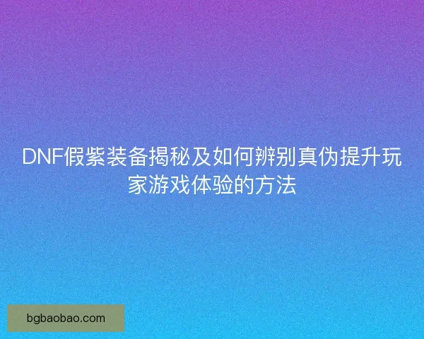 DNF假紫装备揭秘及如何辨别真伪提升玩家游戏体验的方法